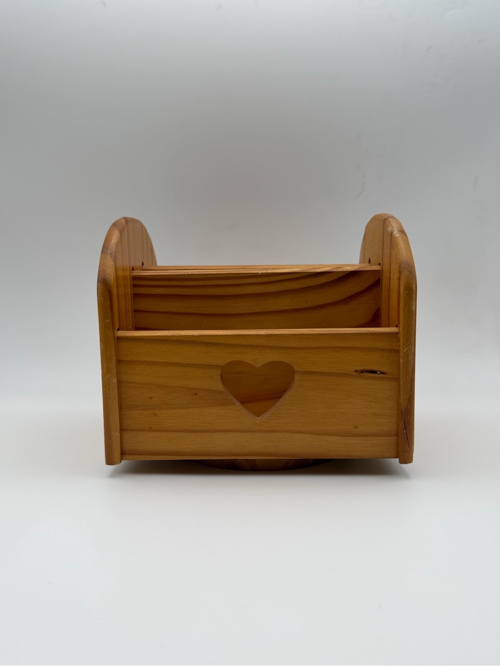 Wooden Lazy Susan Heart Cut Out Napkin Holder/Oraganizer